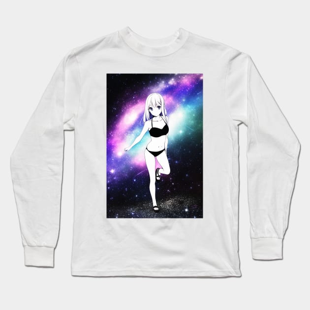 Cute Girl but in Space Long Sleeve T-Shirt by Crooked Crow